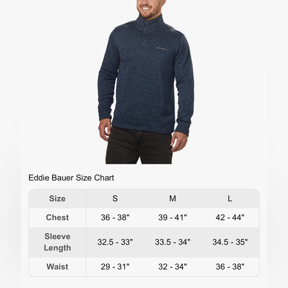 Eddie Bauer Men’s Snap Placket Radiator Fleece Pullover Top sz Large - Picture 3 of 6